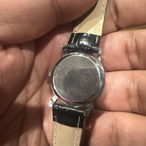 Working MontresCarlo Ladies 25mm Silver Tone Black Dial Strap Analog Watch Fit 7 - Picture 3 of 7